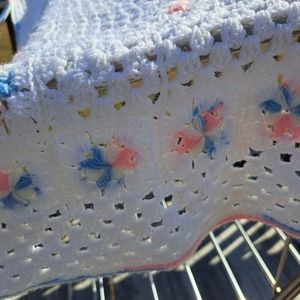 Granny Square Pinwheel Style Crochet Baby Blanket Unisex